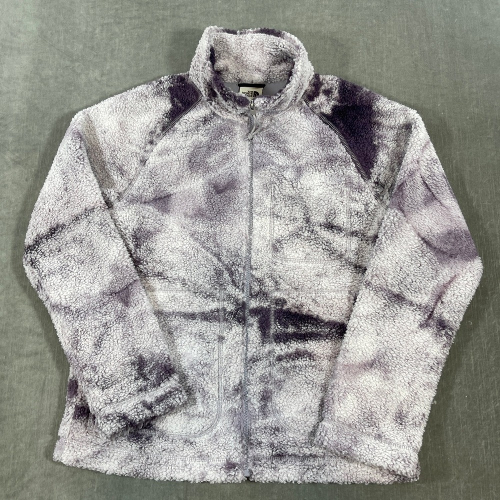 The North Face Womens XS Purple Gray‎ Tie Dye Fleece Full Zip Cozy Jacket